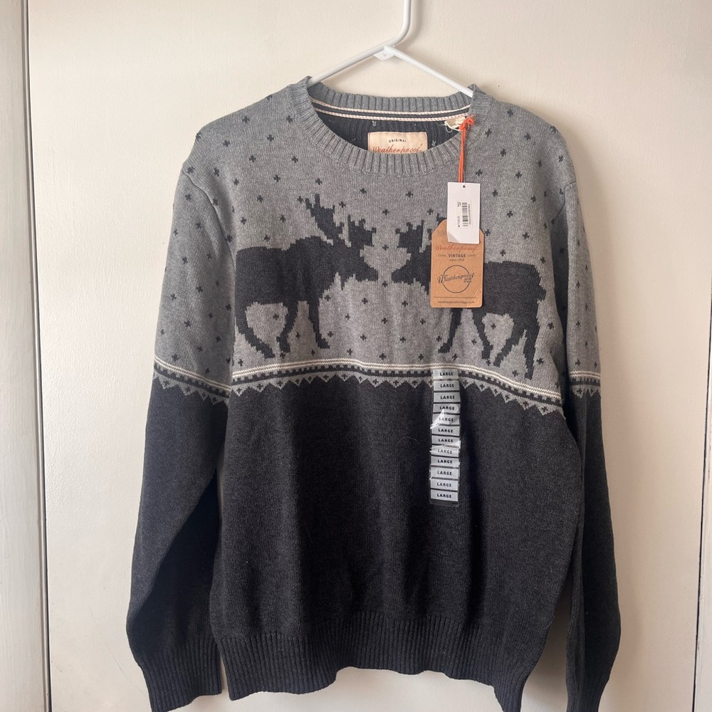 Weatherproof Vintage Woman’s NWT Char Heather Holiday Table Sweater Large